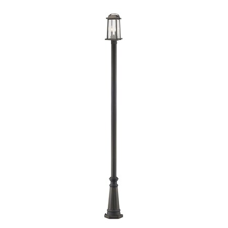 Z-Lite Millworks 2 Light Outdoor Post Mounted Fixture, Oil Rubbed Bronze & Clear Beveled 574PHMR-519P-ORB